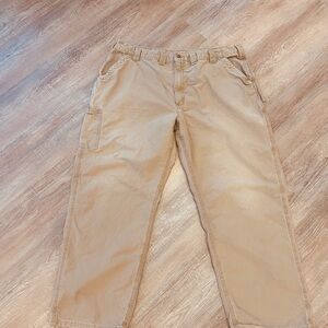Carhartt Carpenter Pants TAN 44x32 Dungarees Work Wear Used Cond